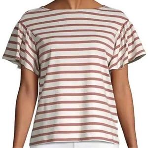 Like NEW! Kate Spade brown and white striped top! Perfect for spring! Size M sfh